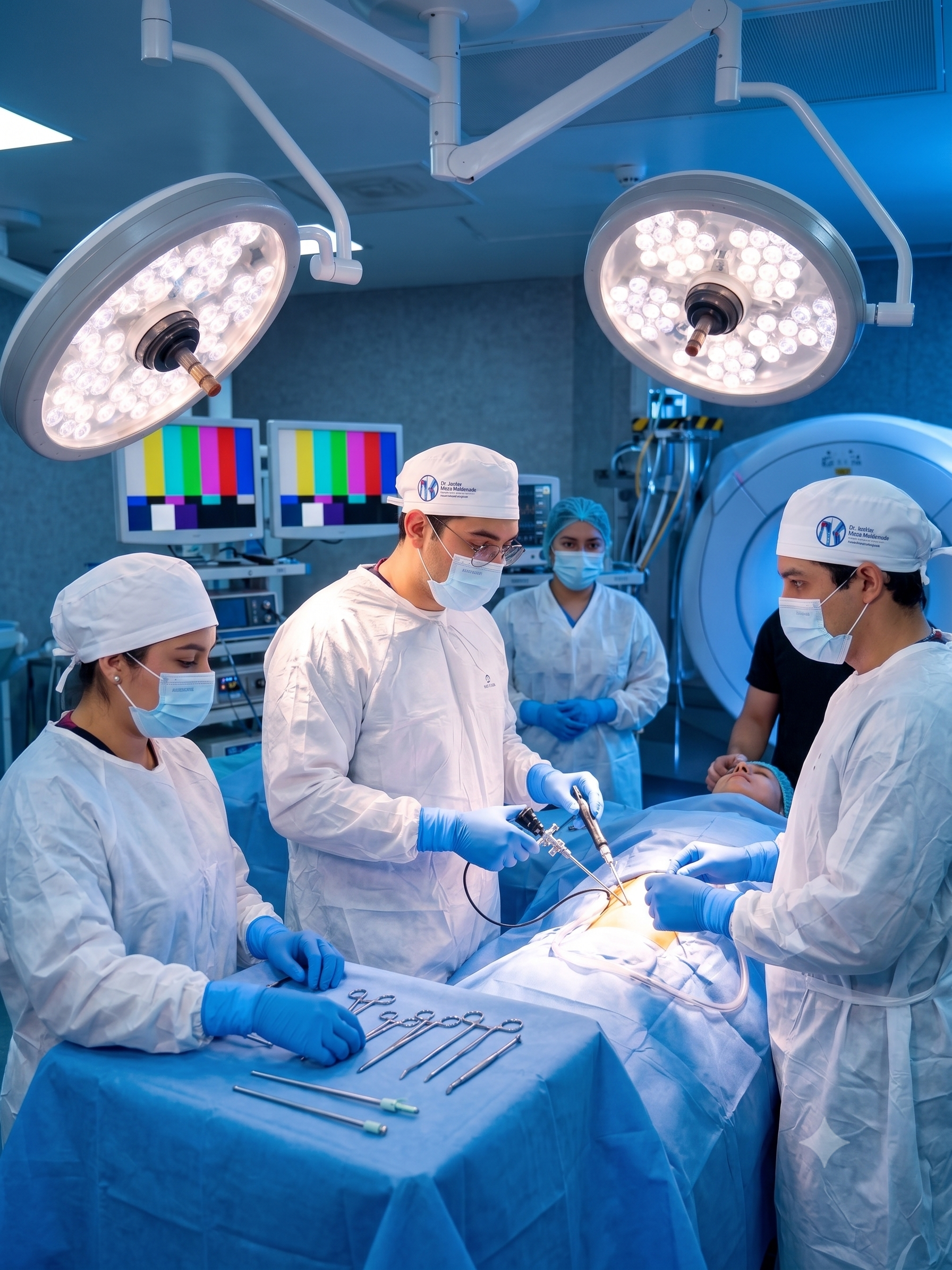 Equipo médico del Dr. Javier Meza en cirugía